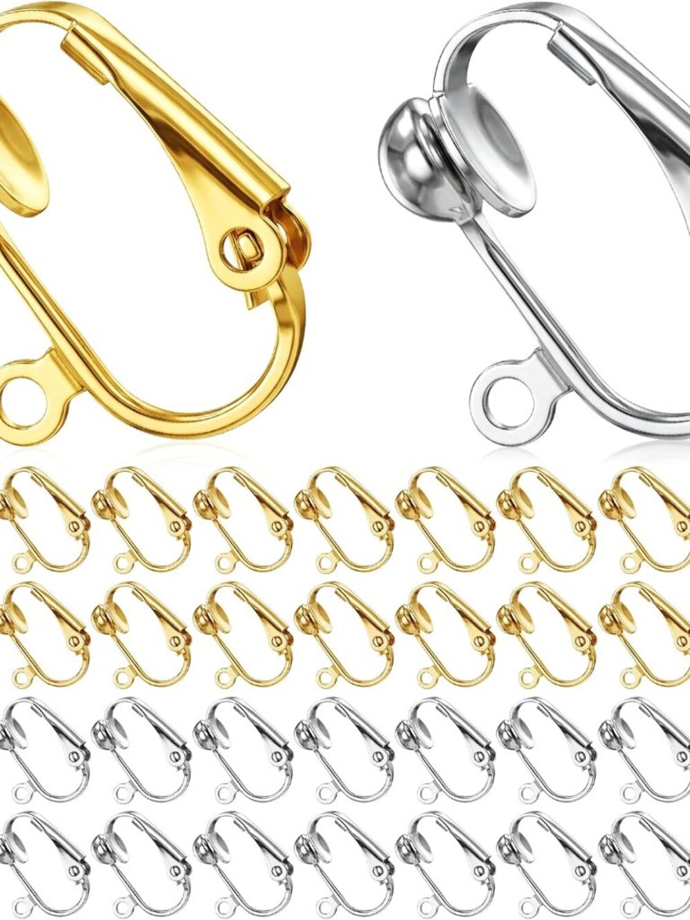 36 Pack Clip Earring Converters for Jewelry Making,Gold and Silver